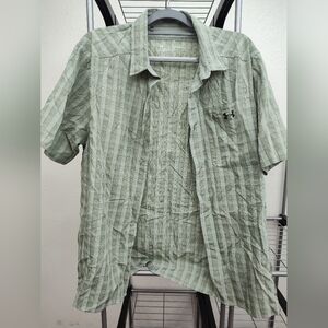 Under Armour Men's Light Green Striped Shirt Fitted Size XL